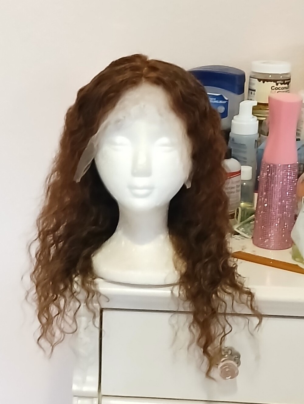Brown Curly Lace Front Wig - Natural Wave Women Hair (Free Part-Human Hair)